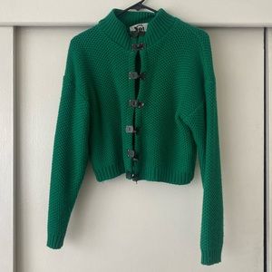 Vintage thrifted Kelly green cardigan